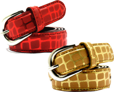 

Wholesome Deal Women Casual Multicolor Synthetic Belt, Gold and red