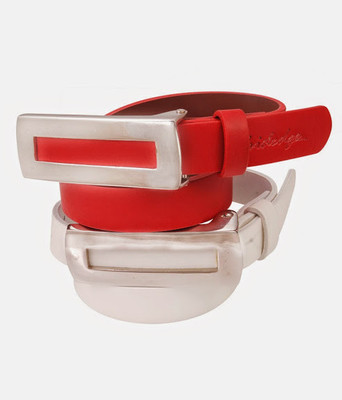 

Hidedge Women Casual Red, White Artificial Leather Belt, Multicolor