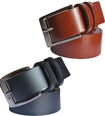 

Wholesome Deal Men Formal Multicolor Artificial Leather Belt, Black and tan colour