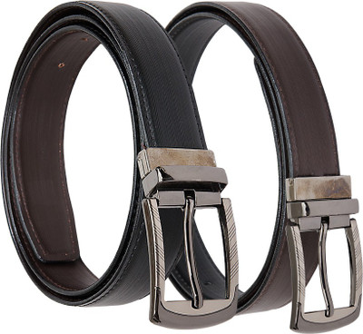 

Vermello Men Formal Black, Brown Artificial Leather Reversible Belt