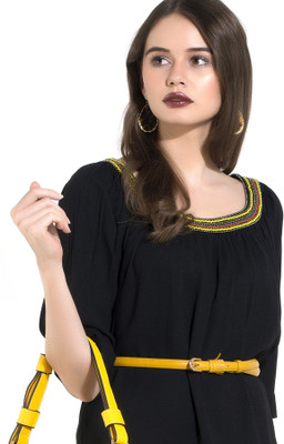 Kazo Women Casual Yellow Artificial Leather Belt