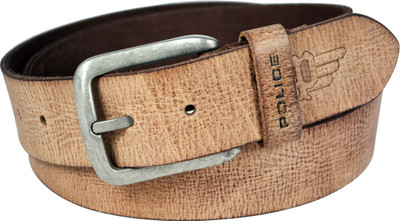 

Police Men Beige Genuine Leather Belt, Fawn