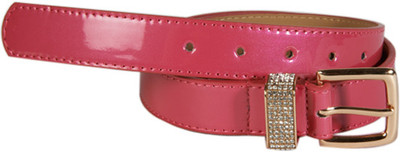 

Young & Forever Women Casual, Evening/Party, Formal, Semi-formal Pink Artificial Leather Belt, Pink leather belt with rhinestone embellished buckle