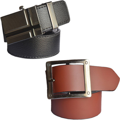 

Loopa Men Formal Multicolor Artificial Leather Belt, Black and brown