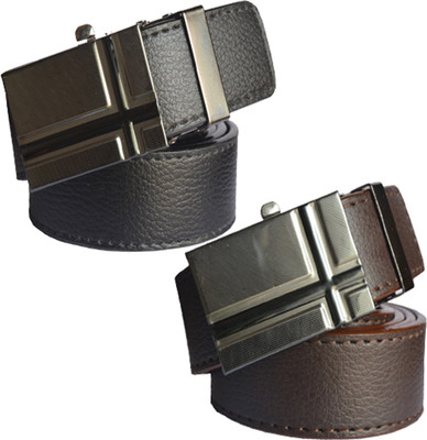 

Loopa Men Formal Multicolor Artificial Leather Belt, Black and brown