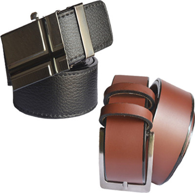 

Loopa Men Formal Multicolor Artificial Leather Belt, Black and brown
