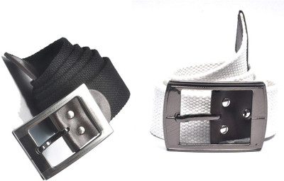 

AARIP Men Formal Black, White Canvas Belt, Multy