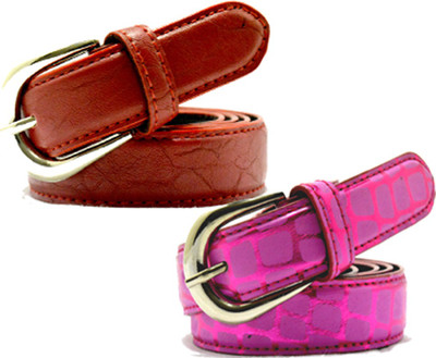 

Wholesome Deal Women Casual Multicolor Synthetic Belt, Pink and red
