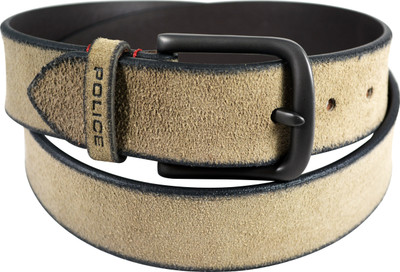 

Police Men Beige Genuine Leather Belt, Copper