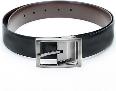 

Lino Perros Men Formal Black, Brown Genuine Leather Reversible Belt, Black and brown
