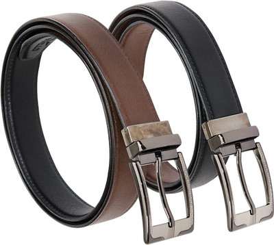 

Vermello Men Formal Black, Brown Artificial Leather Reversible Belt