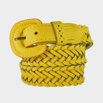 Antiformal Women Casual, Evening, Party Yellow Genuine Leather, Metal Reversible Belt, Yellow-32