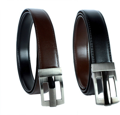 Revo Men Formal Black, Brown Synthetic Reversible Belt