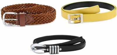 

SUNRISE ENTERPRISES Girls Casual, Evening, Formal, Party Brown, Yellow, Black Artificial Leather, Fabric, Synthetic Belt, Brownyellowblack04321