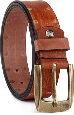 

U+N Men Casual Brown Genuine Leather Belt