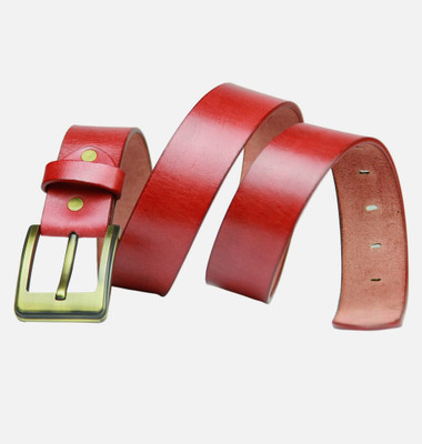 

99Cells Men Casual Red Genuine Leather Belt