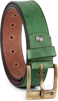 

U+N Men Casual Green Genuine Leather Belt