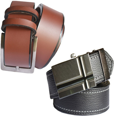 

Loopa Men Formal Multicolor Artificial Leather Belt, Black and brown