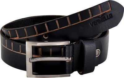 

Vermello Men Casual Black Genuine Leather Belt