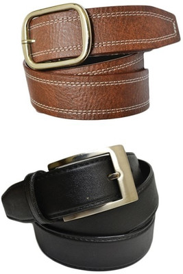 

Skyways Men Formal, Casual Black, Brown Texas Leatherite Belt, Black-01
