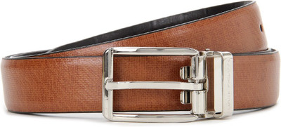 Louis Philippe Men Tan, Brown Genuine Leather Reversible Belt