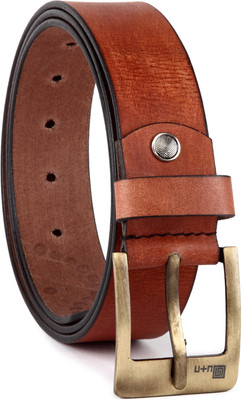 

U+N Men Casual Brown Genuine Leather Belt
