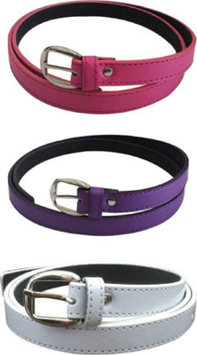 

SUNRISE ENTERPRISES Girls Casual, Evening, Formal, Party Pink, Purple, White Artificial Leather, Fabric Belt, Pinkpurplewhite04252
