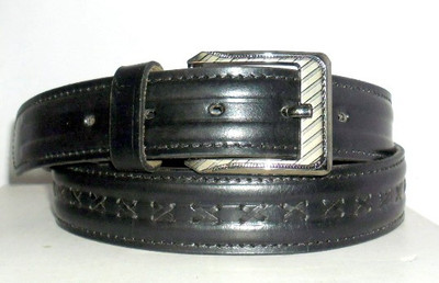 Troyfashion Men Black Genuine Leather Belt