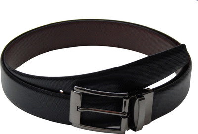 

Navaksha Men Formal Black Genuine Leather Reversible Belt