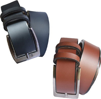 

Loopa Men Formal Multicolor Artificial Leather Belt, Black and brown