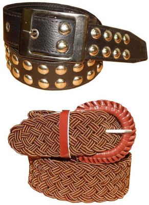 

Ansari Men Black, Brown Genuine Leather, Fabric Belt