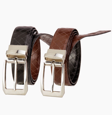 

99Cells Men Formal Black Genuine Leather Reversible Belt
