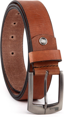 

U+N Men Casual Brown Genuine Leather Belt