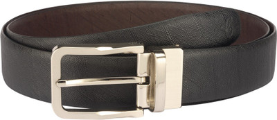 

Contrast Men Formal Black Genuine Leather Reversible Belt, Black-09