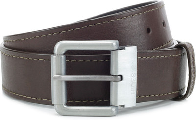 

Hidesign Men Brown, Black Genuine Leather, Metal Reversible Belt, Brown and black