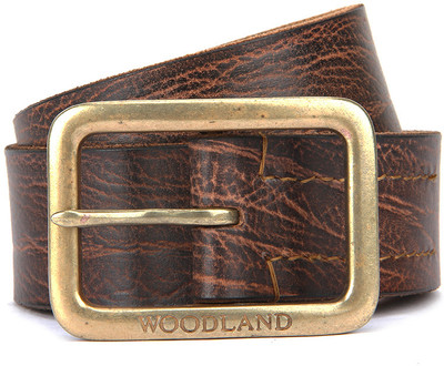 

Woodland Men Brown Metal, Genuine Leather Belt