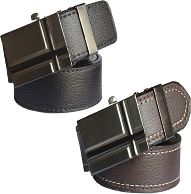 

Loopa Men Formal Multicolor Artificial Leather Belt, Black and brown