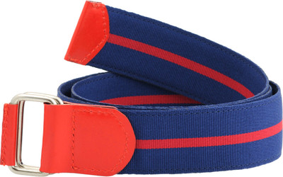 

tZaro Men Casual Blue, Red Fabric, Genuine Leather, Metal Belt, Dark purple and dark orange