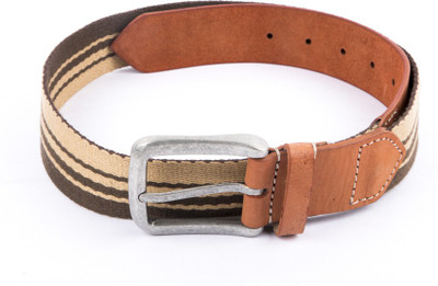 

Leather Hub Men Casual Tan, Brown Genuine Leather, Canvas Belt, Brown;tan