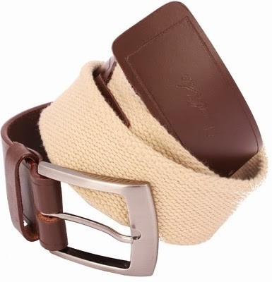 

Newhide Men Casual Beige Genuine Leather, Canvas Belt, Beige;brown