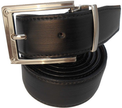 

P&E Men Formal Black Artificial Leather Reversible Belt