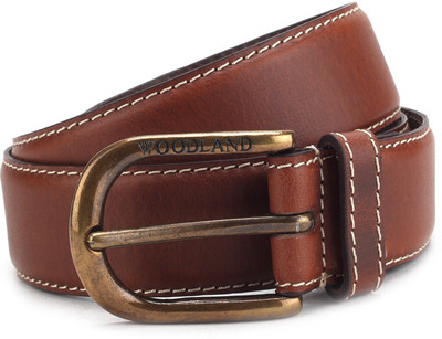 

Woodland Men Brown Metal, Genuine Leather Belt