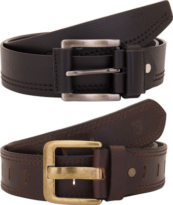 

Valbone Men Formal Brown Genuine Leather Belt, Black