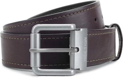 

Hidesign Men Black, Brown Genuine Leather, Metal Reversible Belt, Brown and black