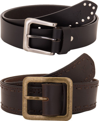 

Valbone Men Formal Black Genuine Leather Belt, Black;brown