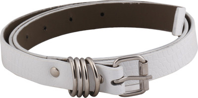 

SRS Women Casual White Artificial Leather Belt, White-04