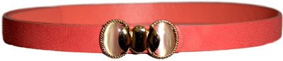 Portia Girls Orange Artificial Leather Belt, Peach
