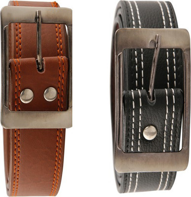 

Aleron Men Multicolor Artificial Leather Belt, Aleron brown black 01;02
