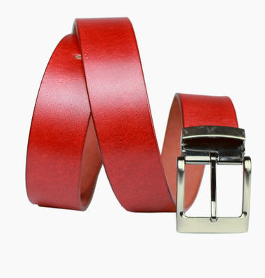 

99Cells Men Casual Red Genuine Leather Belt