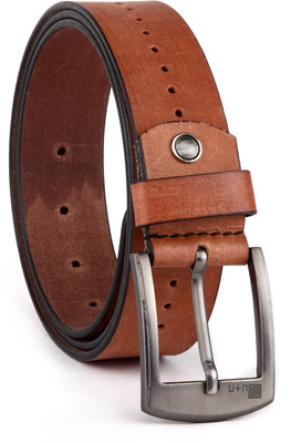 

U+N Men Casual Brown Genuine Leather Belt